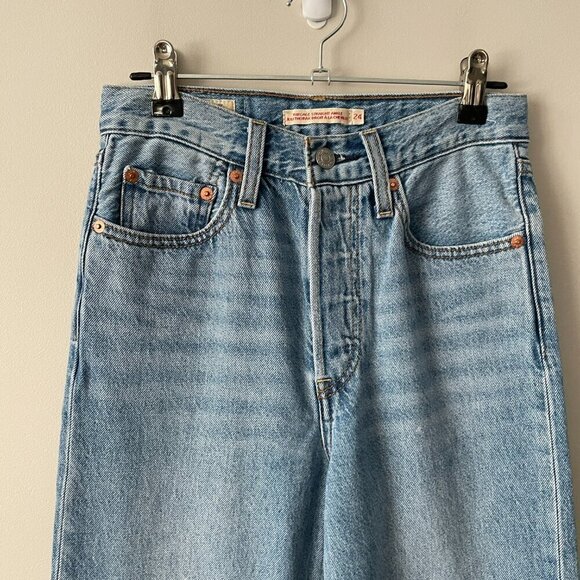 Levi's Ribcage Straight Ankle Medium Wash Denim High Rise Casual Jeans Blue 24 - Picture 4 of 9